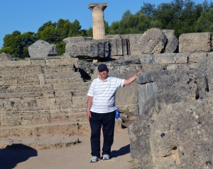 At the entrance to the Temple of Zeus